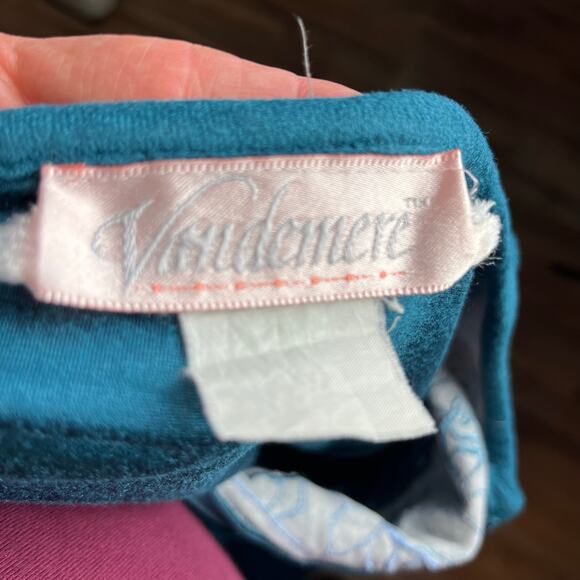 Vandemere Vintage 80’s Fleece Half-Zip Bath Robe Nightgown Embroidered Aqua M-L - Picture 5 of 5